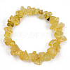 Unisex Chip Natural Citrine(Dyed & Heated) Beaded Stretch Bracelets BJEW-S143-31-2