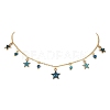 Natural Agate Round & Alloy Enamel Star Charms Bib Necklace with 304 Stainless Steel Chains NJEW-JN04404-03-2