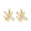 Brass Micro Pave Cubic Zirconia Pendants X-KK-T073-51G-1