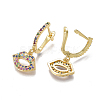 Brass Micro Pave Cubic Zirconia(Random Mixed Color) Dangle Hoop Earrings EJEW-S201-68-2
