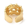 Rack Plating Real 18K Gold Plated Brass Hollow Oval Open Cuff Rings RJEW-B048-10G-3