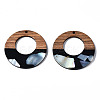 Opaque Resin & Walnut Wood Pendants X-RESI-T035-20-B01-2