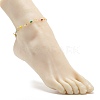 Brass Moon & Star Link Chain Anklet with Glass Beads for Women AJEW-AN00478-3