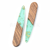 Transparent Resin & Walnut Wood Pendants RESI-S389-039A-B02-2