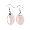 Natural Rose Quartz Dangle Earrings EJEW-F343-B08-2