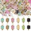 100Pcs Glitter Frosted Glass Cube Connector Charms PALLOY-FS00042-02-3