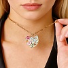 Brass Colorful Enamel Hollow Flower Butterfly Heart Locket Pendant Necklaces for Women WG264A9-01-2