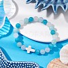 Natural Mashan Jade & White Jade Beaded Stretch Bracelets BJEW-JB11152-2