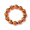 3Pcs 3 Styles Halloween Wood & Acrylic Round Beaded Stretch Bracelet Sets BJEW-JB10834-3