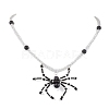 Halloween Spider Pendant Necklaces NJEW-TA00147-02-1