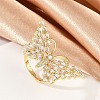 Butterfly Brass Micro Pave Colorful Cubic Zirconia Finger Rings for Women RJEW-G343-30G-02-1