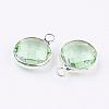 Silver Color Plated Brass Glass Flat Round Charms GLAA-M003-A-06S-2