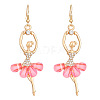 Ballet Girl Alloy Rhinestone Dangle Earring & Pendant Necklaces Sets for Women FS-WG8CE25-03-6