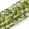 Two-Tone Crackle Baking Paint Transparent Glass Beads Strands CCG-T004-8mm-01-1
