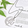 201 Stainless Steel Moon & Arabic Pendants Box Chain Necklaces for Women Men NJEW-R013-02P-2