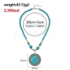 Vintage Alloy with Dyed Synthetic Turquoise Bohemian Flat Round Pendant Round Beaded Necklaces for Women DH5504-1-3