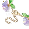 Flower Glass & Acrylic Charm Bracelets BJEW-JB10443-02-4
