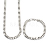 304 Stainless Steel Cuban Link Chain Bracelets & Necklaces Jewelry Sets SJEW-B019-03B-P-3