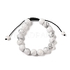 10mm Round Natural Howlite Braided Bead Bracelets BJEW-C067-01C-08-2