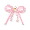 Glass Seed Beaded Bowknot with Heart Pendants PALLOY-MZ01162-01-1