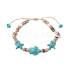 Ocean Theme Starfish Turtle Synthetic Turquoise & Coconut Braided Bead Bracelet Sets BJEW-JB11460-01-2