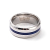 Royal Blue Enamel Grooved Line Finger Ring RJEW-I089-46P-2