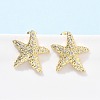 Brass Clear Cubic Zirconia Stud Earrings LS-EJEW-Q017-05A-G-1