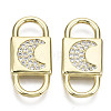 Brass Micro Pave Clear Cubic Zirconia Links Connectors ZIRC-N039-107-NF-1