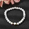 Natural Howlite Round Beaded Bracelets BJEW-JB09881-04-2