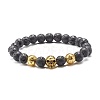 Natural Lava Rock Round Beads Essential Oil Anxiety Aromatherapy Bracelets X1-BJEW-JB06921-3