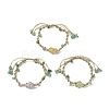 Dyed Natural Quartz Crystal & Green Aventurine Chips Braided Bead Bracelet BJEW-TA00351-1