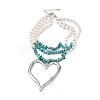 Boho Dyed Synthetic Turquoise Chip & Plastic Pearl Multi Layered Necklaces LS-NJEW-U006-04B-P-2