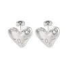 Heart with Word Love Brass Stud Earrings EJEW-Q811-02P-1