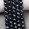 Electroplated Natural Agate Beads Strands G-B191-A07-8mm-18-1