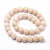 Faceted Natural Petrified Wood Round Bead Strands G-L377-35-10mm-2