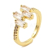 Rack Plating Brass Micro Pave Clear Cubic Zirconia Cuff Rings for Women RJEW-S392-04G-1