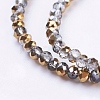 Half Plated Faceted Rondelle Electroplate Glass Beads Strands X-EGLA-D020-3x2mm-14-3