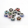 Nice Large Hole 304 Stainless Steel Polymer Clay Pave Two Tone Rhinestone European Beads CPDL-O002-01-1