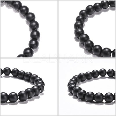 Synthetic Black Stone Beaded Stretch Bracelets B072-3-1