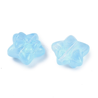 Transparent Spray Paint Glass Beads GLAA-H035-02G-1