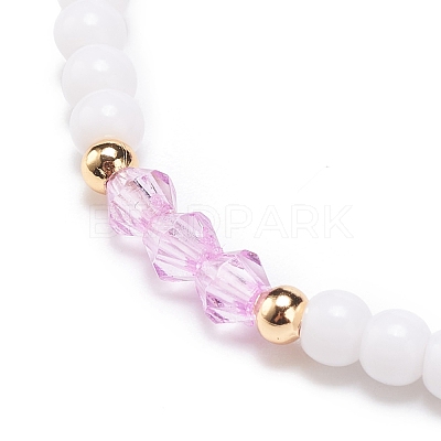 Resin Evil Eye & Acrylic Beaded Stretch Bracelet for Women BJEW-JB08609-05-1