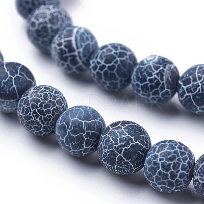 Frosted Natural Weathered Agate Beads Strands G-F367-8mm-05-1