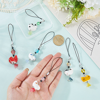 6Pcs 6 Style Alloy Enamel Pendant Decorations HJEW-WR00045-1