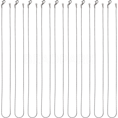 12Pcs 304 Stainless Steel Box Chain Necklaces Set NJEW-SC0001-21-1