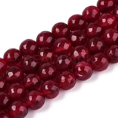 Dyed Natural White Jade Beads Strands G-T139-8mm-60-04-1