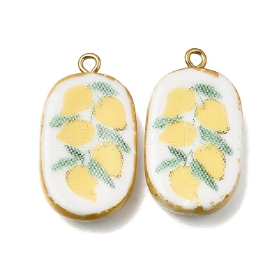 Fruit & Floral & Animals Printed Handmade Porcelain Pendants STAS-Z207-01G-03-1