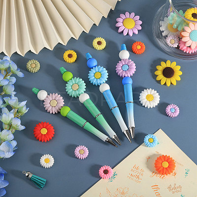 28Pcs 28 Styles Sunflower Daisy
Silicone Beads SIL-CA0003-13-1