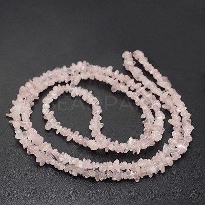 Chips Natural Rose Quartz Beads Strands G-N0164-39-1