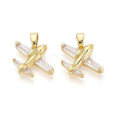 Brass Micro Pave Cubic Zirconia Pendants X-KK-T073-51G-1