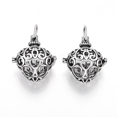 Rack Plating Brass Cage Pendants KK-S751-001AS-1